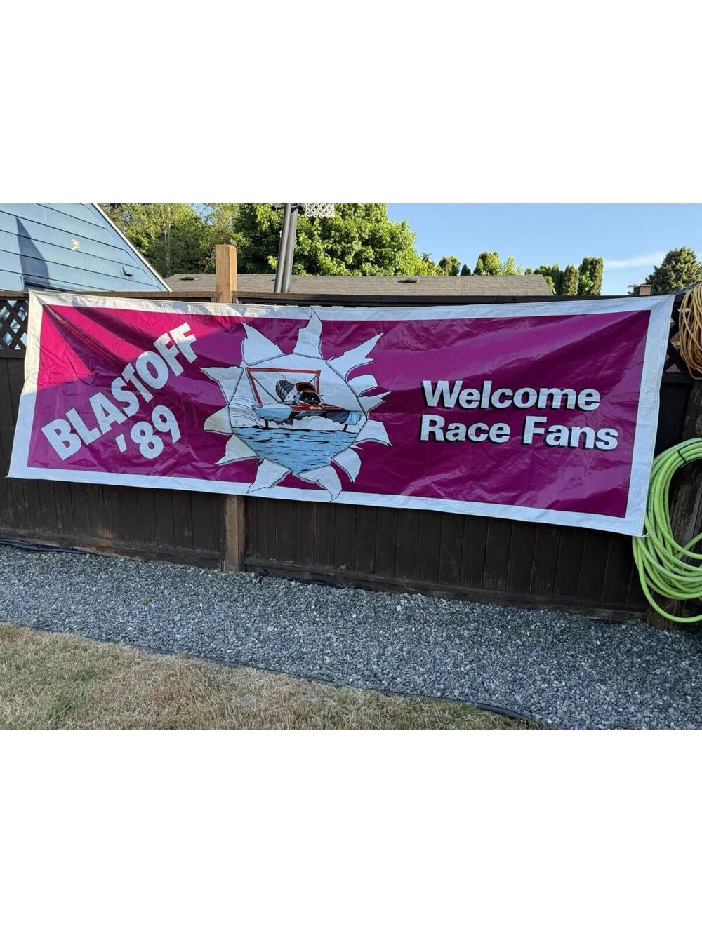 vintage racing banner from 1989. , 12 Feet Long By 3.45 Feet Wide , Rare